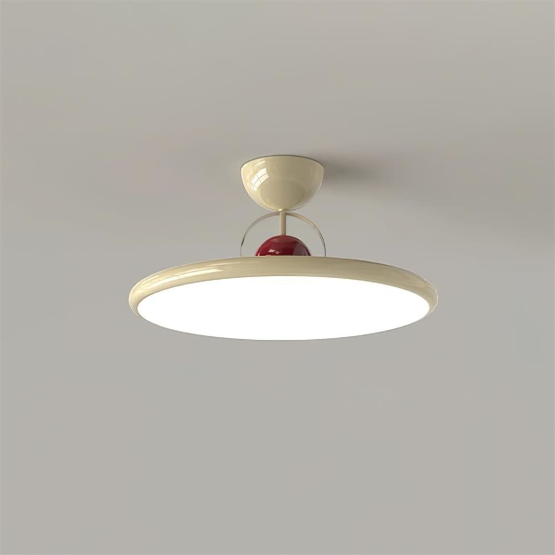 Modern Metal Semi-Flush Ceiling Light With Tri-Colour Dimming in Beige — Halden Lighting