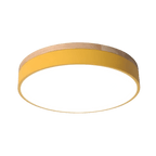Modern Wood Flush Mount Ceiling Light With Remote Dimming in Yellow — Halden Lighting
