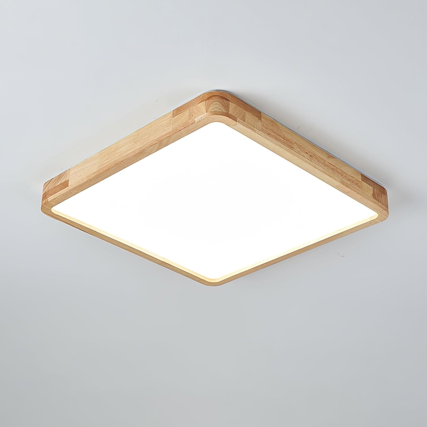 Scandinavian Wood Flush Mount Ceiling Light With Slim Profile in Square: 60 x 60 x 6 cm (23.6" x 23.6" x 2.7") — Halden Lighting