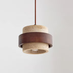 Modern Travertine And Wood Pendant Light For Dining Room — Halden Lighting