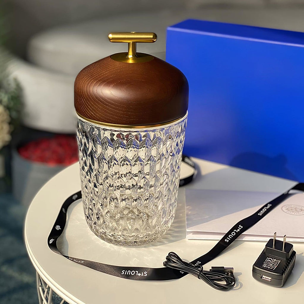 Modern Glass Table Lamp With USB Plug-In Convenience — Halden Lighting