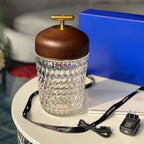 Modern Glass Table Lamp With USB Plug-In Convenience — Halden Lighting