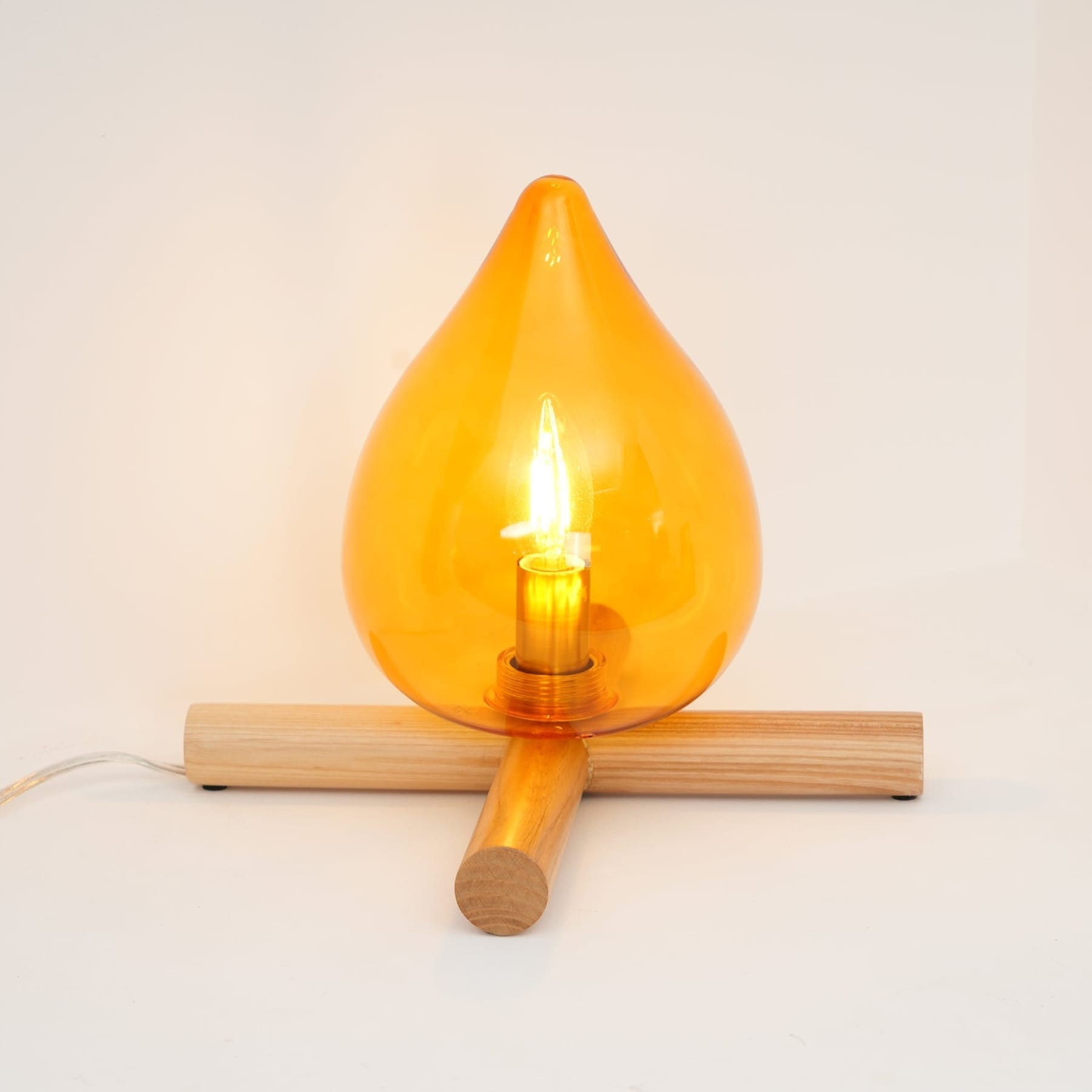 Modern Bamboo and Wood Table Lamp With Warm LED Glow — Halden Lighting