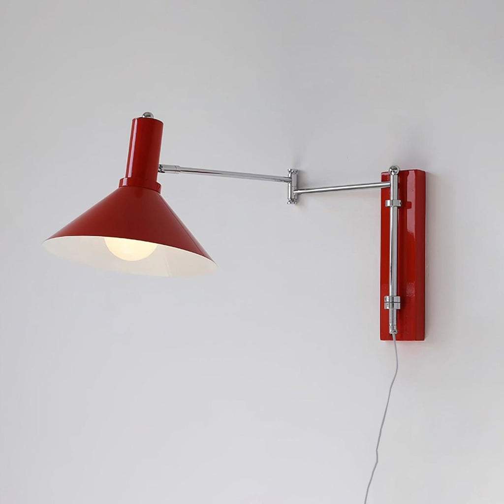 Retro Metal Wall Light With Tri-Colour LED Glow in Red — Halden Lighting