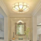 Traditional Brass Flush Mount Ceiling Light With Cool Daylight Glow — Halden Lighting