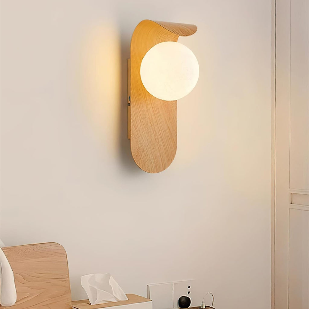 Modern Wood Wall Light With Tri-Colour LED Glow — Halden Lighting