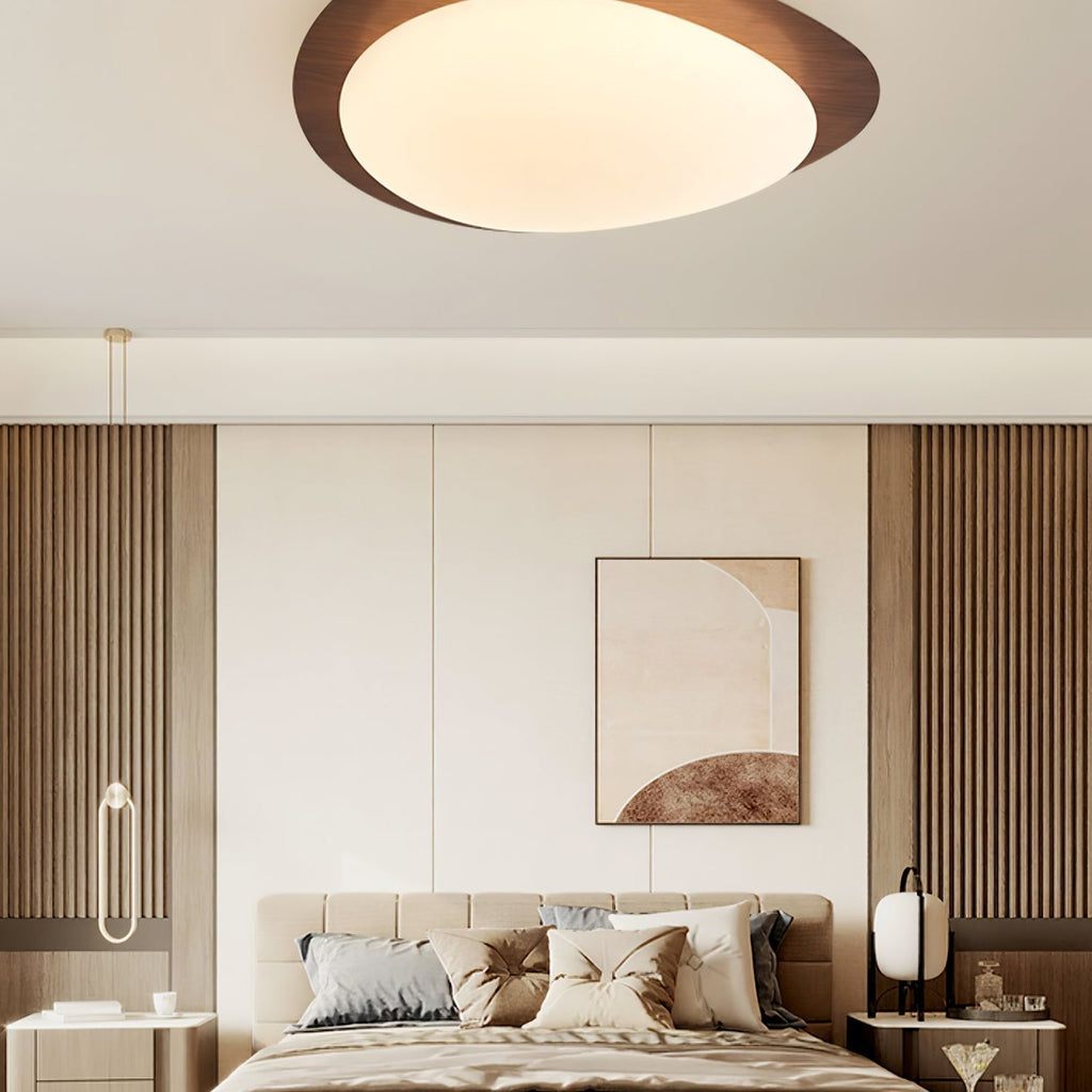 Scandinavian Wood Flush Mount Ceiling Light for Living Room — Halden Lighting