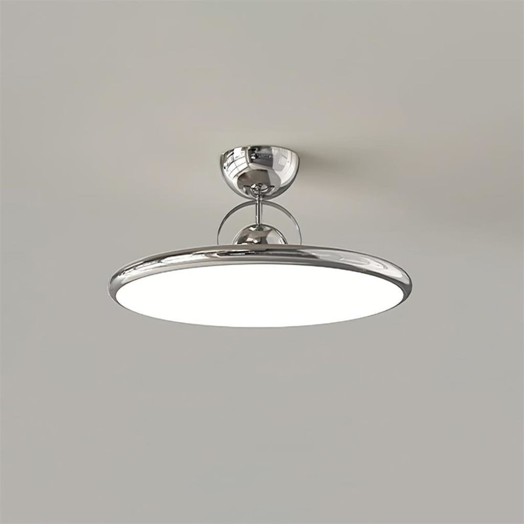 Modern Metal Semi-Flush Ceiling Light With Tri-Colour Dimming in Chrome — Halden Lighting