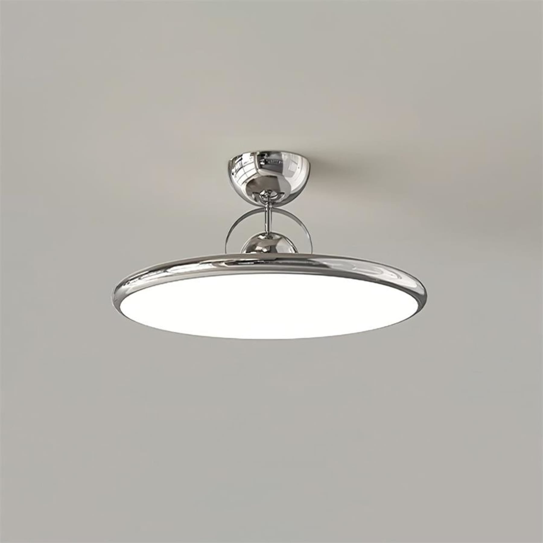 Modern Metal Semi-Flush Ceiling Light With Tri-Colour Dimming in Chrome — Halden Lighting