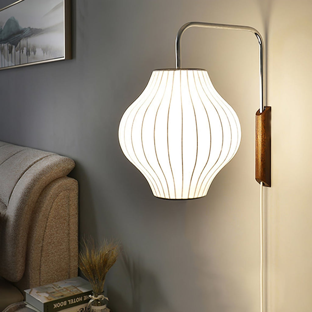 Retro Silk and Walnut Wall Light With Warm LED Glow — Halden Lighting
