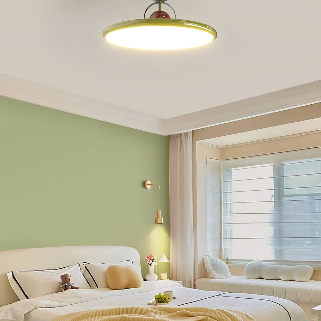 Modern Metal Semi-Flush Ceiling Light With Tri-Colour Dimming — Halden Lighting