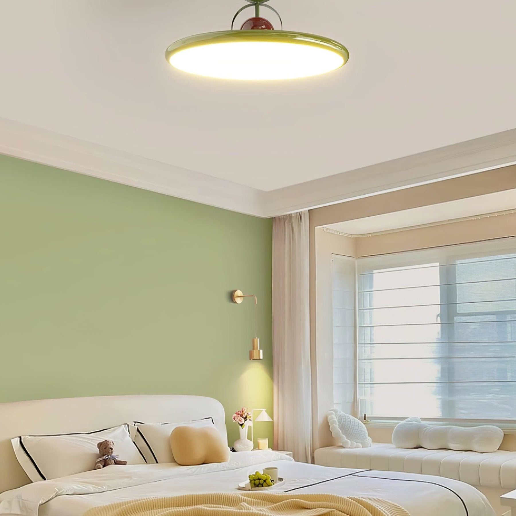 Modern Metal Semi-Flush Ceiling Light With Tri-Colour Dimming — Halden Lighting