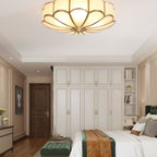 Traditional Brass Flush Mount Ceiling Light With Cool Daylight Glow — Halden Lighting