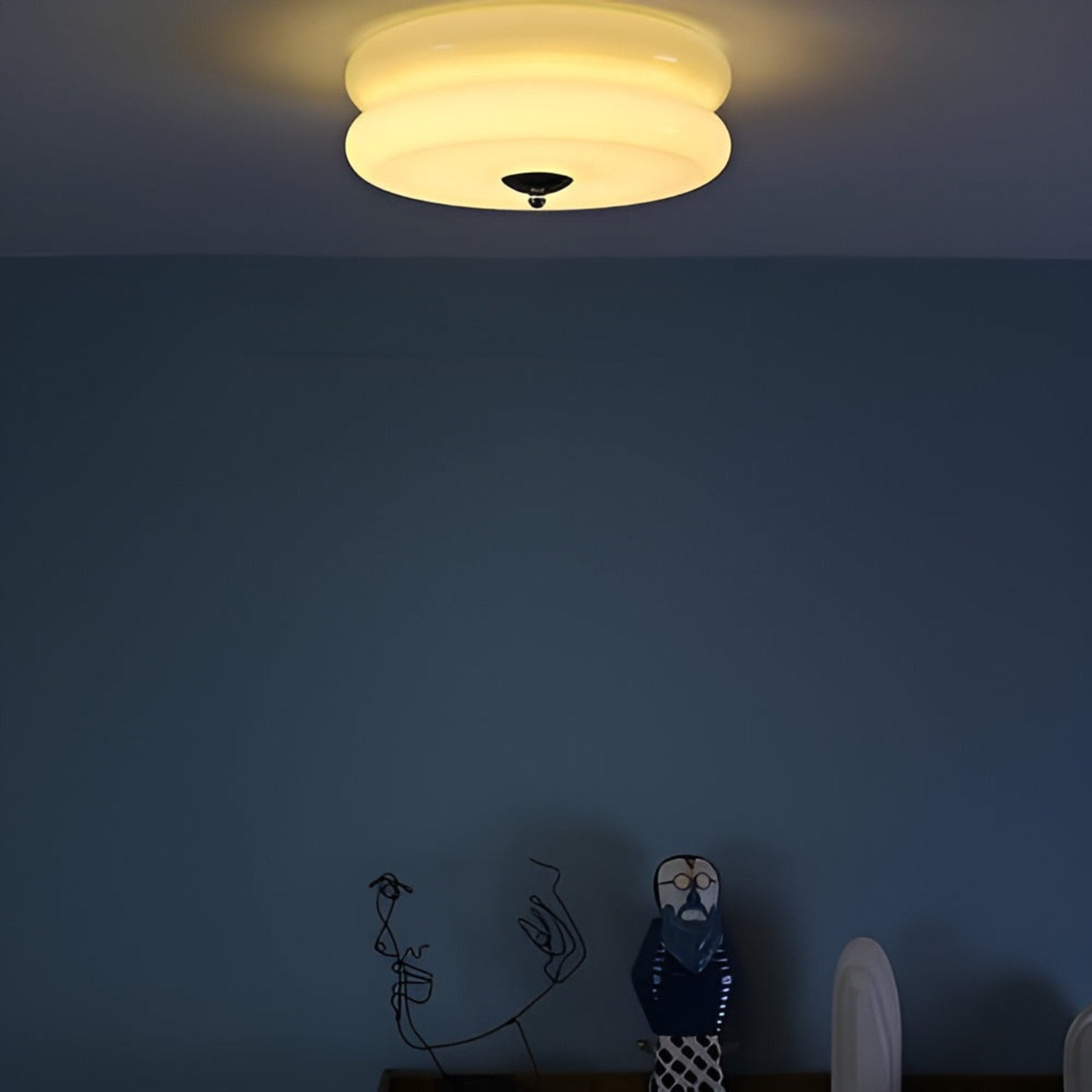 Retro Glass Flush Mount Ceiling Light For Living Room — Halden Lighting