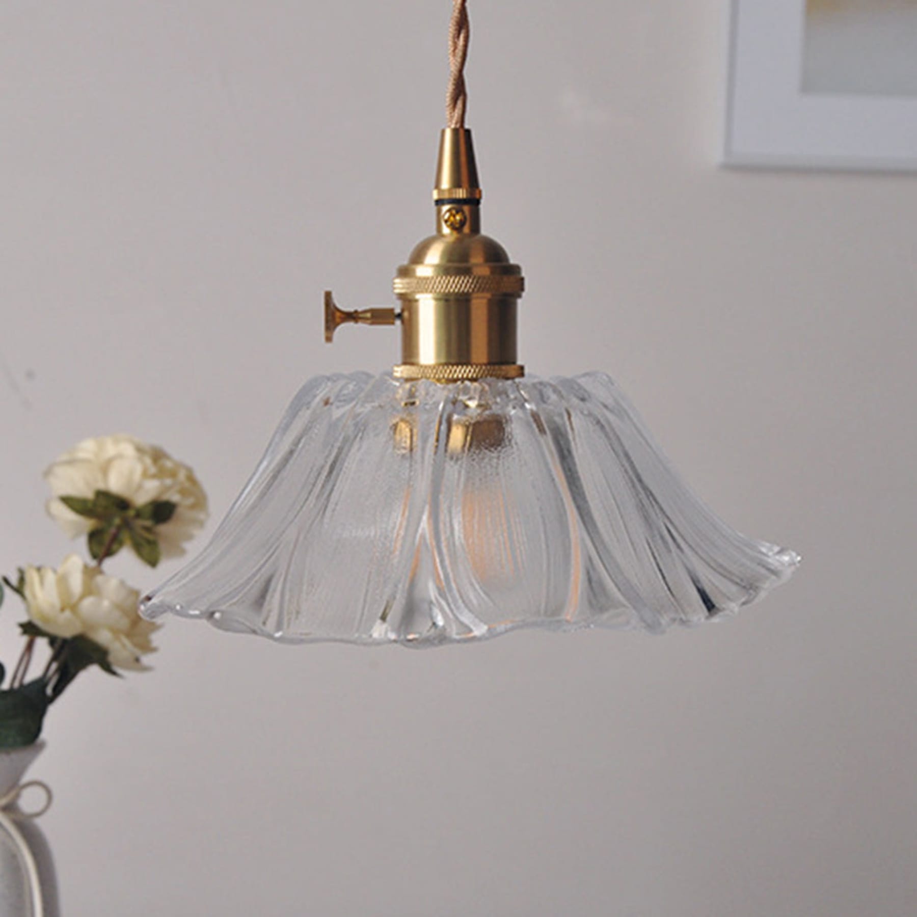 Bohemian Glass Pendant Light With Warm LED Glow in Clear — Halden Lighting