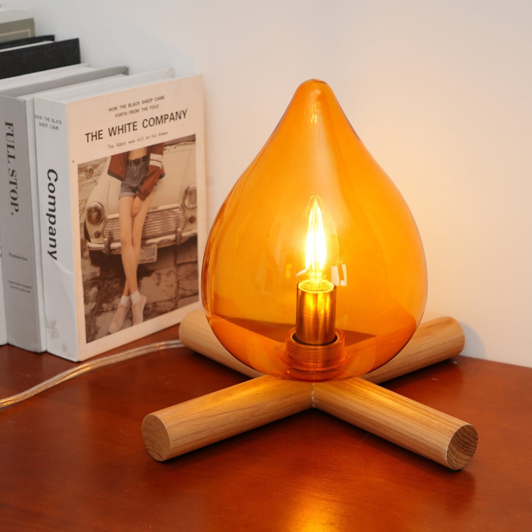 Modern Bamboo and Wood Table Lamp With Warm LED Glow — Halden Lighting