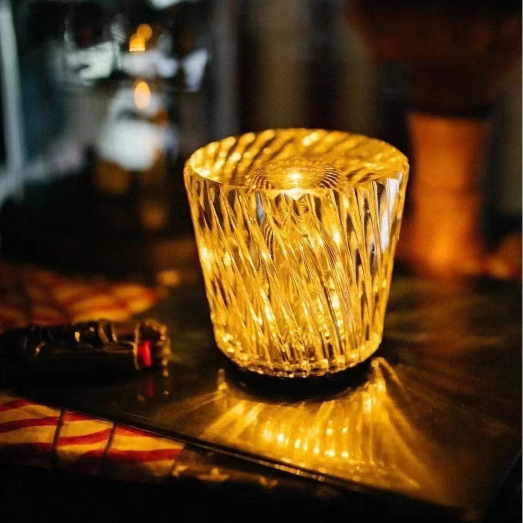 Modern Crystal Table Lamp With Warm LED Glow for Living Room — Halden Lighting