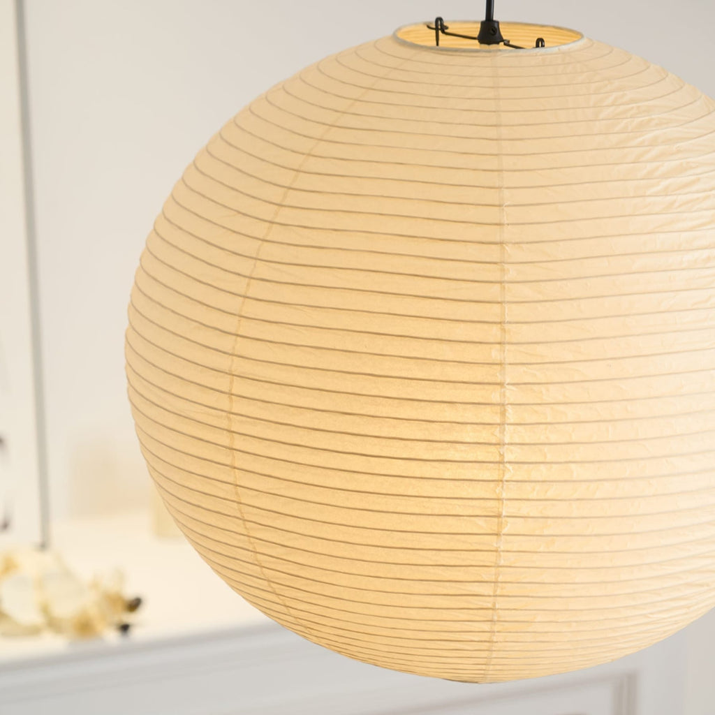 Minimalist Round Lantern Pendant Light With Fabric Shade — Halden Lighting