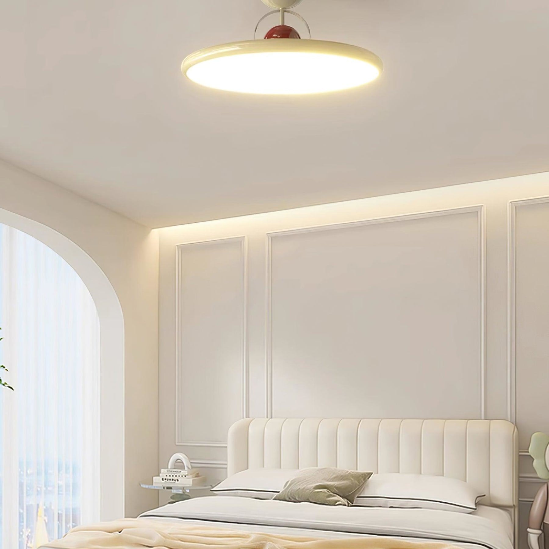 Modern Metal Semi-Flush Ceiling Light With Tri-Colour Dimming — Halden Lighting