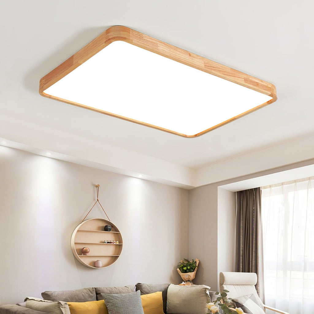 Scandinavian Wood Flush Mount Ceiling Light With Slim Profile — Halden Lighting