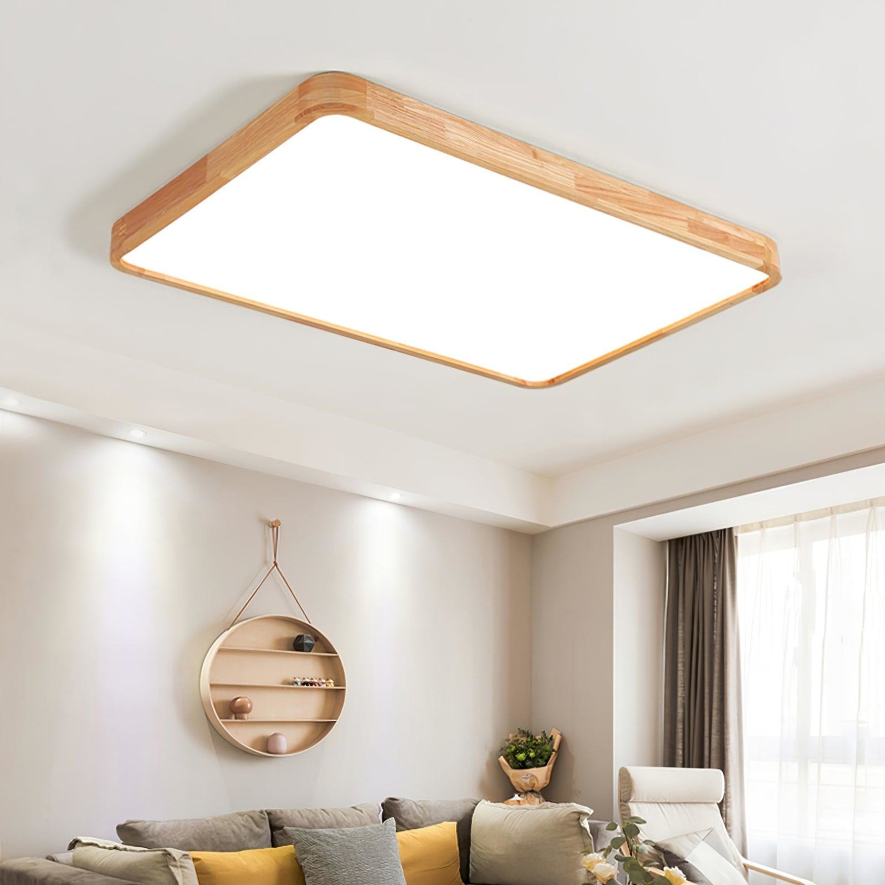 Scandinavian Wood Flush Mount Ceiling Light With Slim Profile — Halden Lighting