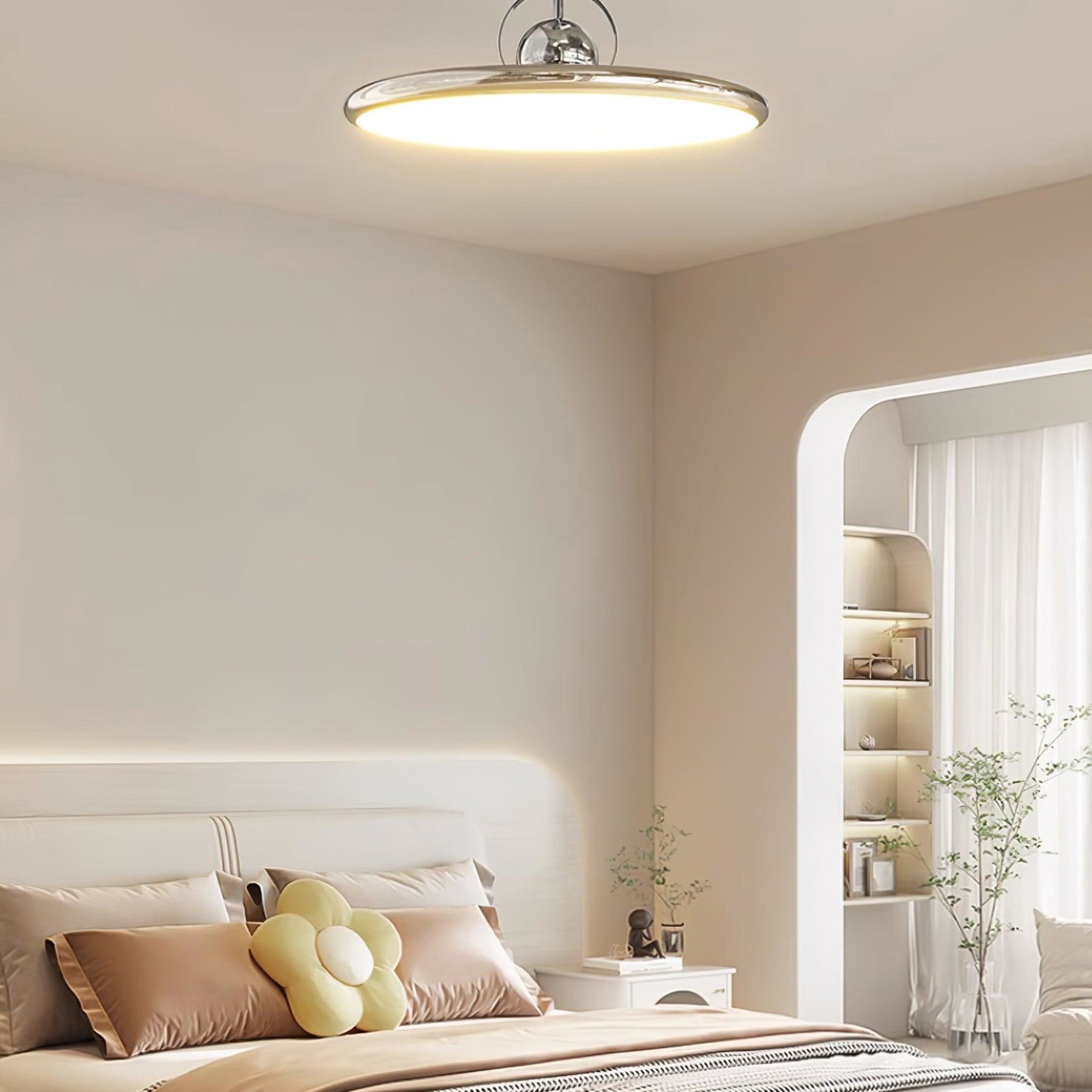 Modern Metal Semi-Flush Ceiling Light With Tri-Colour Dimming — Halden Lighting