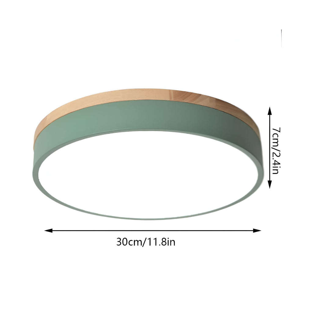 Modern Wood Flush Mount Ceiling Light With Remote Dimming — Halden Lighting
