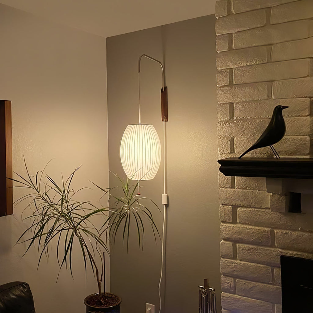 Retro Silk and Walnut Wall Light With Warm LED Glow — Halden Lighting