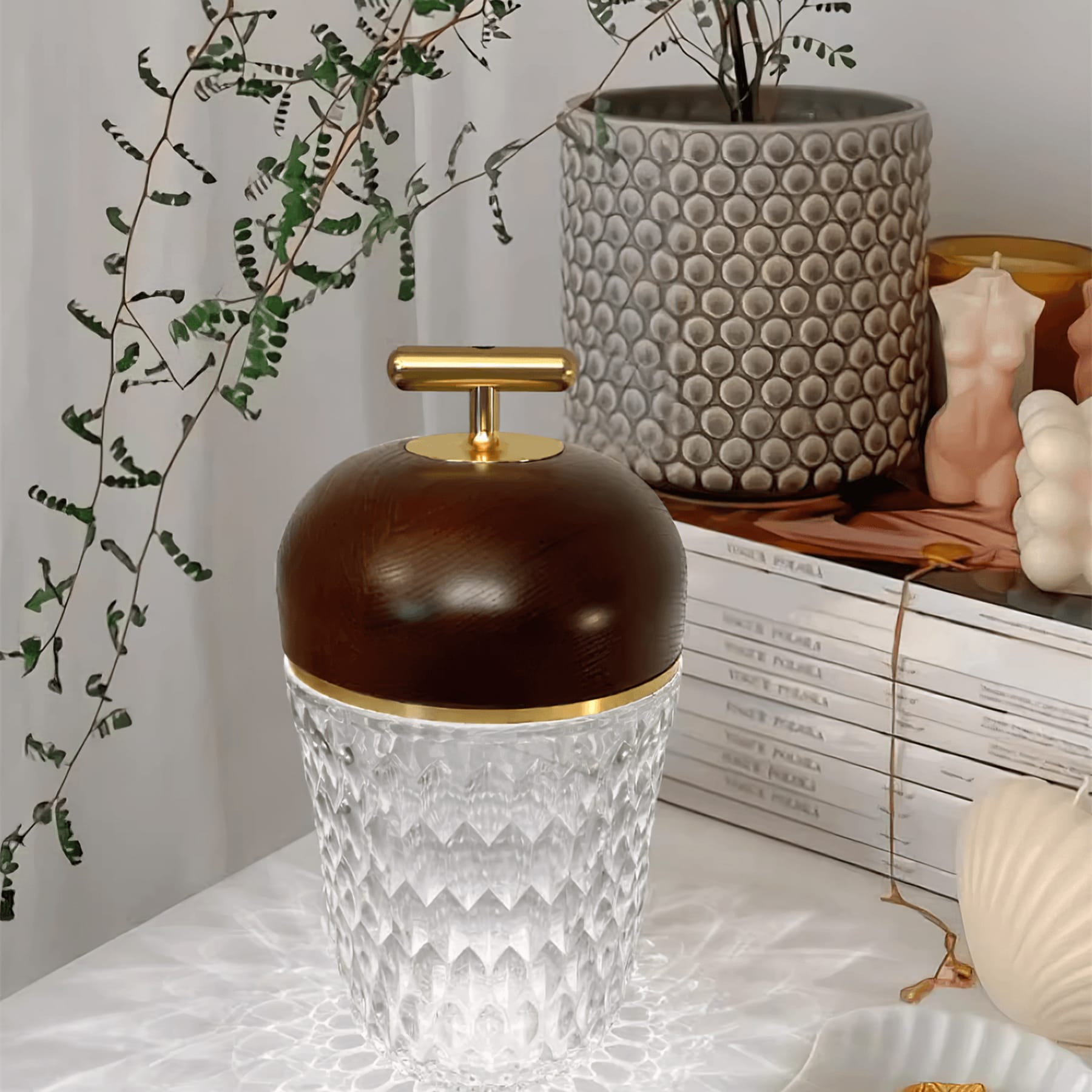 Modern Glass Table Lamp With USB Plug-In Convenience — Halden Lighting