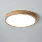 Scandinavian Wood Flush Mount Ceiling Light With Slim Profile in Circle: Ø60 x 6 cm (Ø23.6" x 2.7") — Halden Lighting
