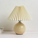 Retro Ceramic Table Lamp With Warm LED Glow in Beige — Halden Lighting