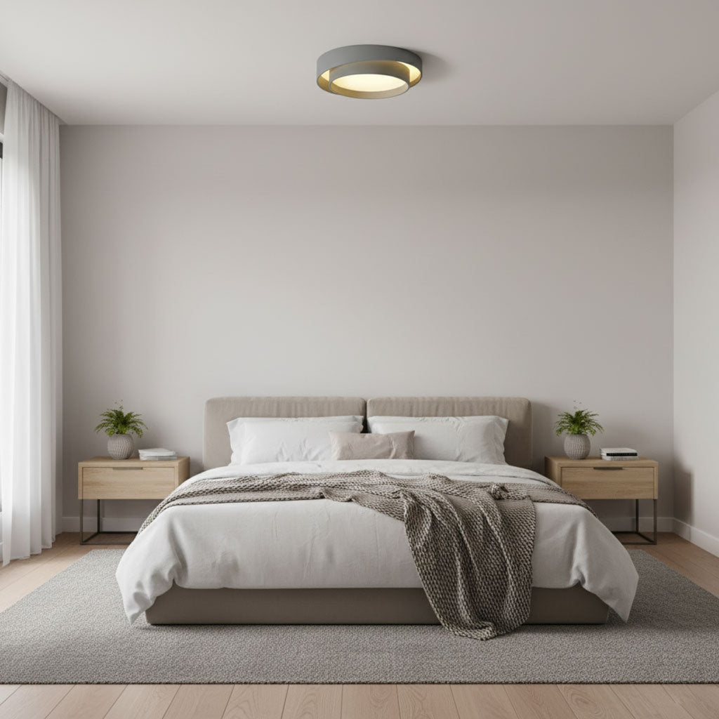 Modern Metal Flush Mount Ceiling Light With Cool Daylight Glow — Halden Lighting