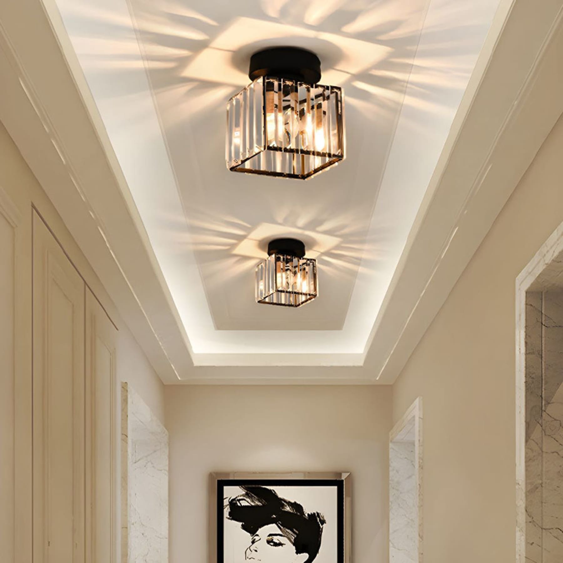 Modern Acrylic Semi-Flush Mount Ceiling Light for Living Room — Halden Lighting