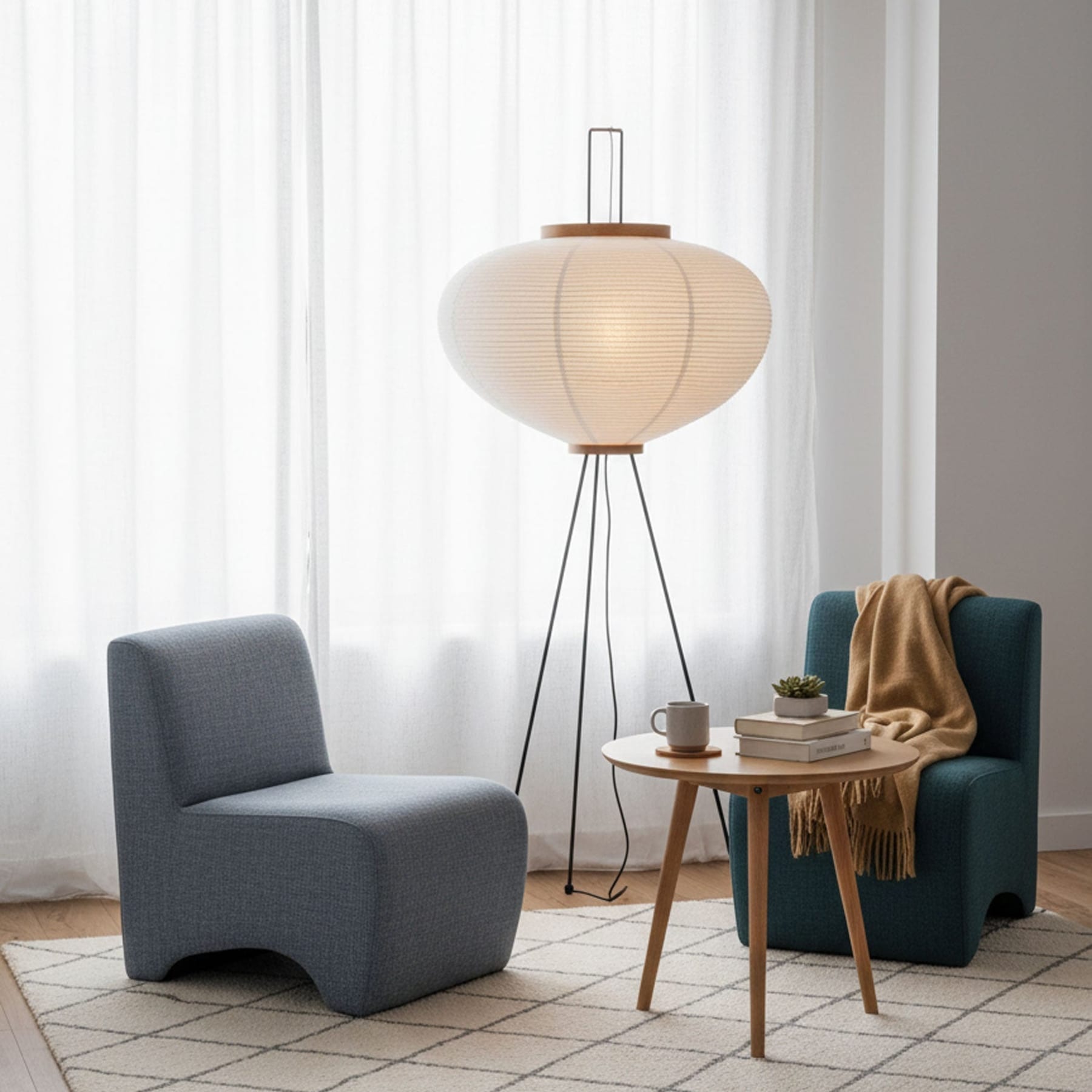 Modern Rice Paper Floor Lamp for Living Room and Bedroom — Halden Lighting