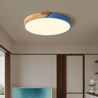 Modern Wood Flush Mount Ceiling Light With Remote Dimming — Halden Lighting