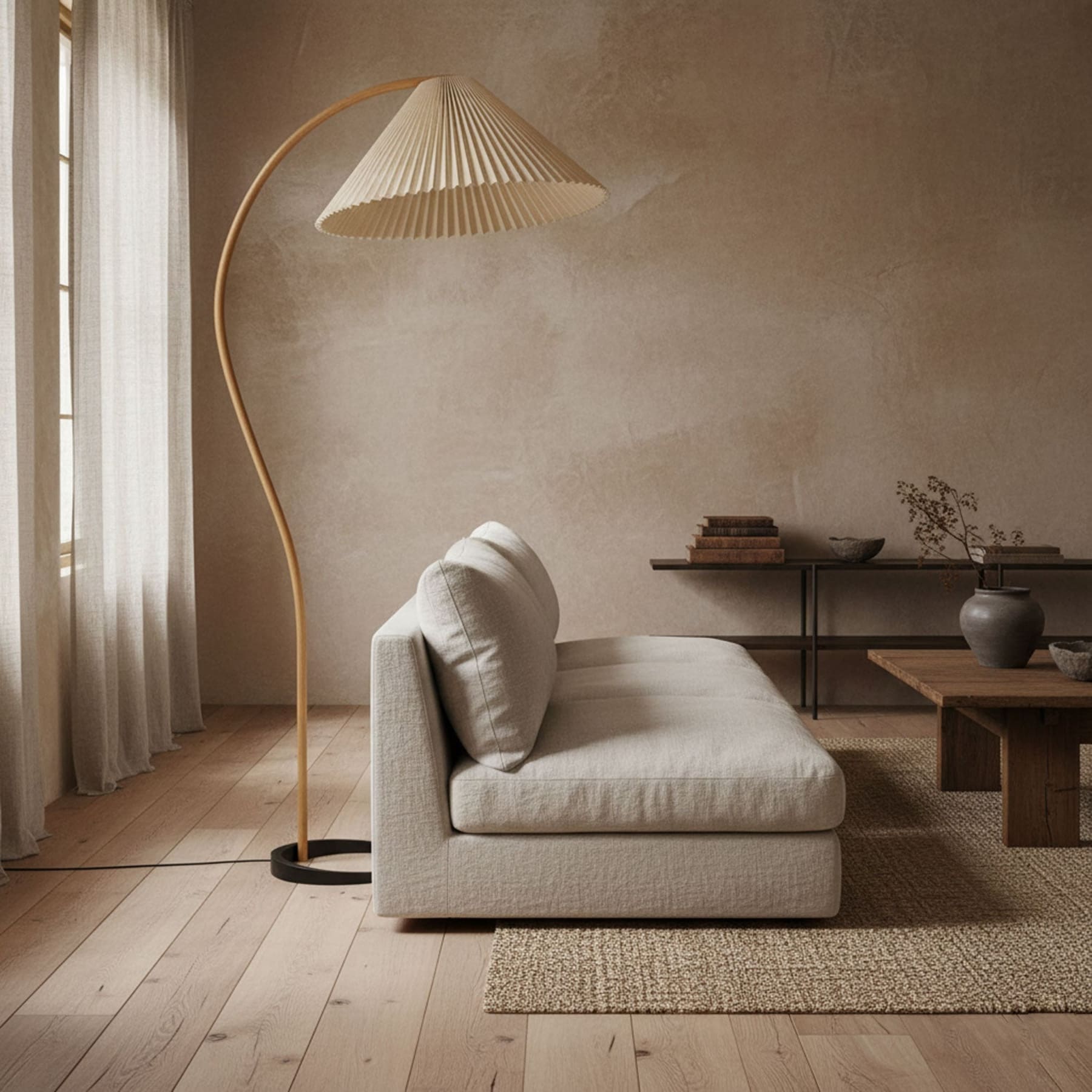 Scandinavian Wood Floor Lamp With Warm LED Glow for Living Room — Halden Lighting