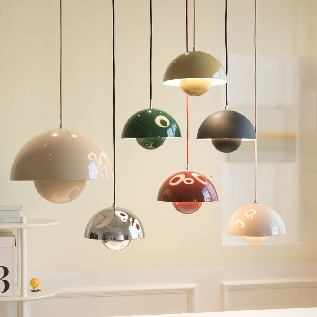 Modern Metal Dome Pendant Light With Integrated LED for Kitchen and Dining — Halden Lighting