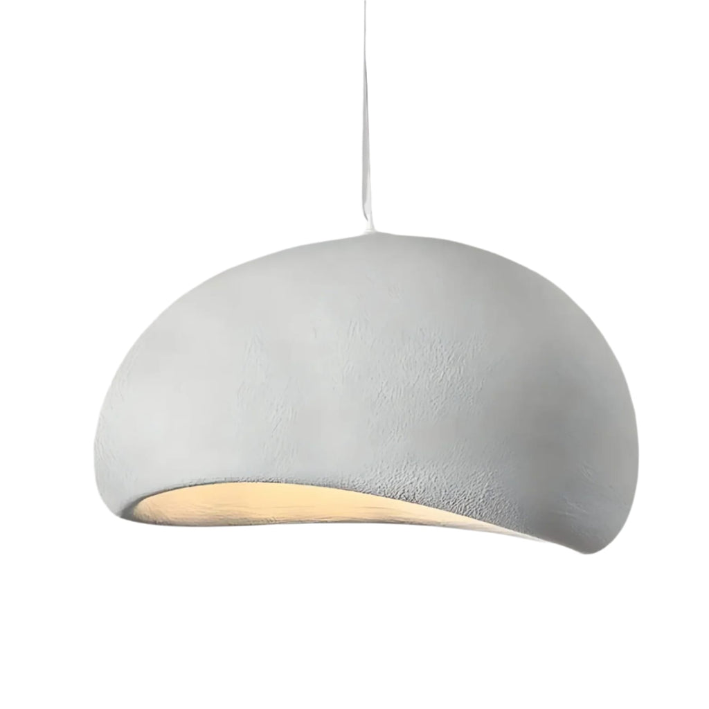 Modern Stone Pendant Light With Matte Finish for Living Room in White — Halden Lighting