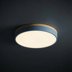 Modern Wood Flush Mount Ceiling Light With Remote Dimming in Blue — Halden Lighting