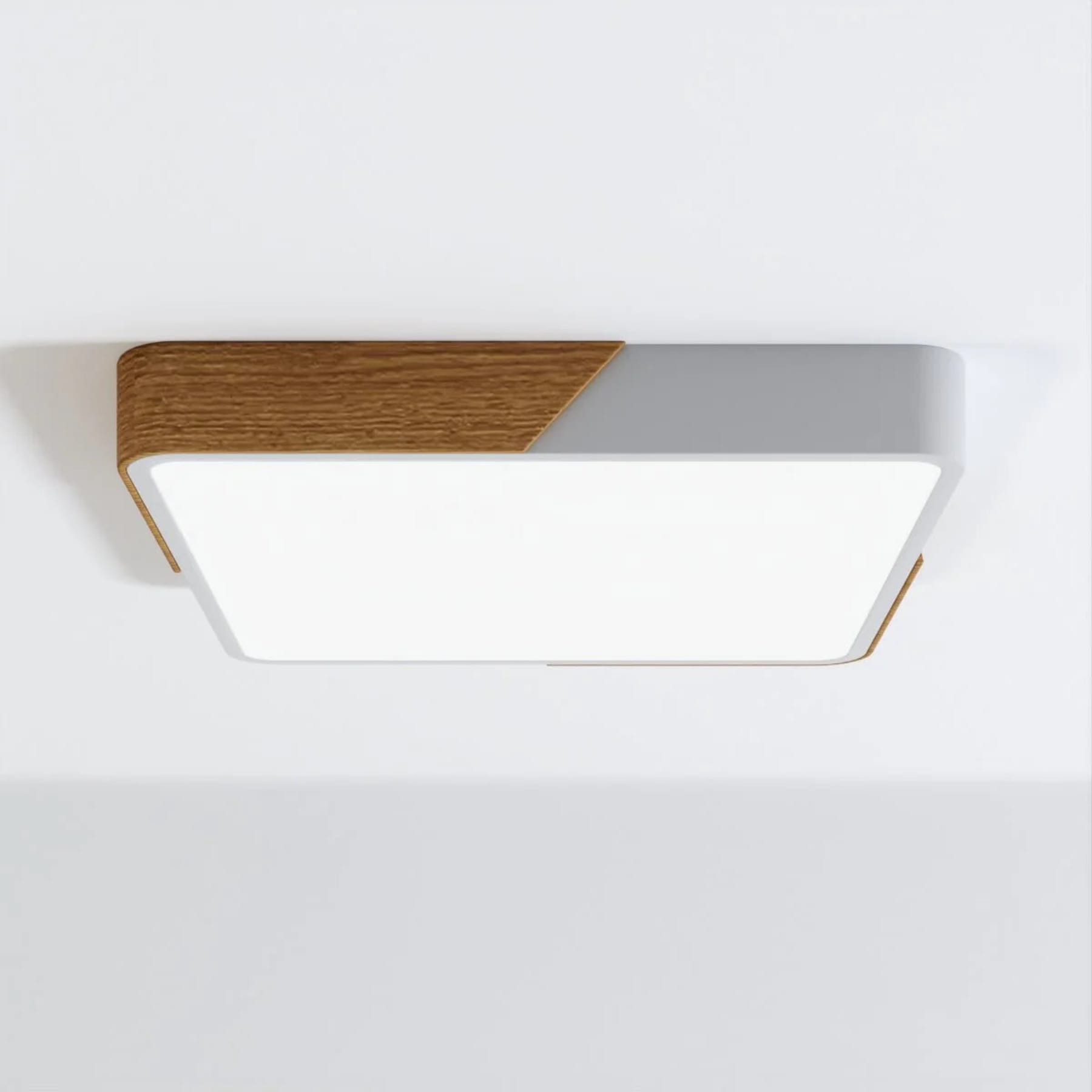Modern Wood Flush Mount Ceiling Light With Stepless Dimming — Halden Lighting