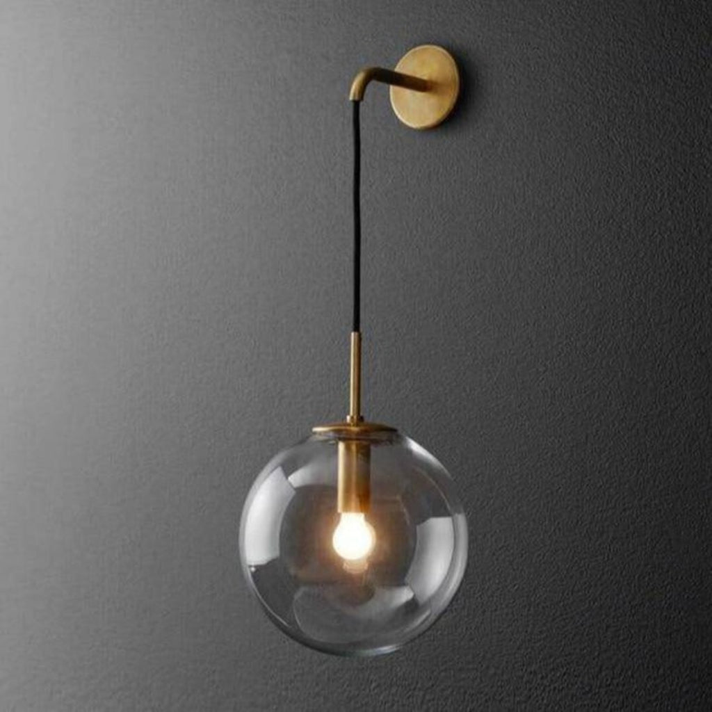 Modern Wrought Iron Wall Light With Included Bulb in Gold — Halden Lighting