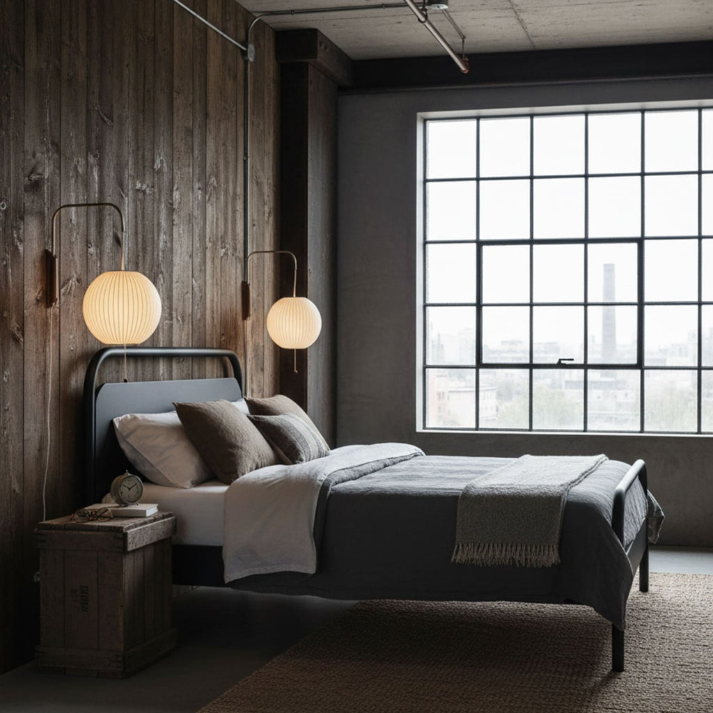 Retro Silk and Walnut Wall Light With Warm LED Glow — Halden Lighting