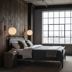 Retro Silk and Walnut Wall Light With Warm LED Glow — Halden Lighting