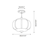 Retro Wrought Iron Glass Semi-Flush Ceiling Light With Tri-Colour Glow — Halden Lighting