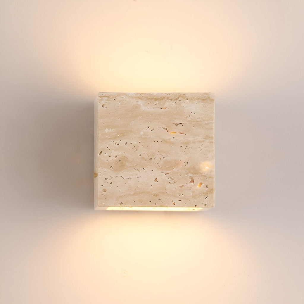 Modern Travertine Stone Wall Light With Warm LED Glow — Halden Lighting
