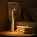 Modern Rechargeable Table Lamp With Tri-Colour Lighting in White — Halden Lighting