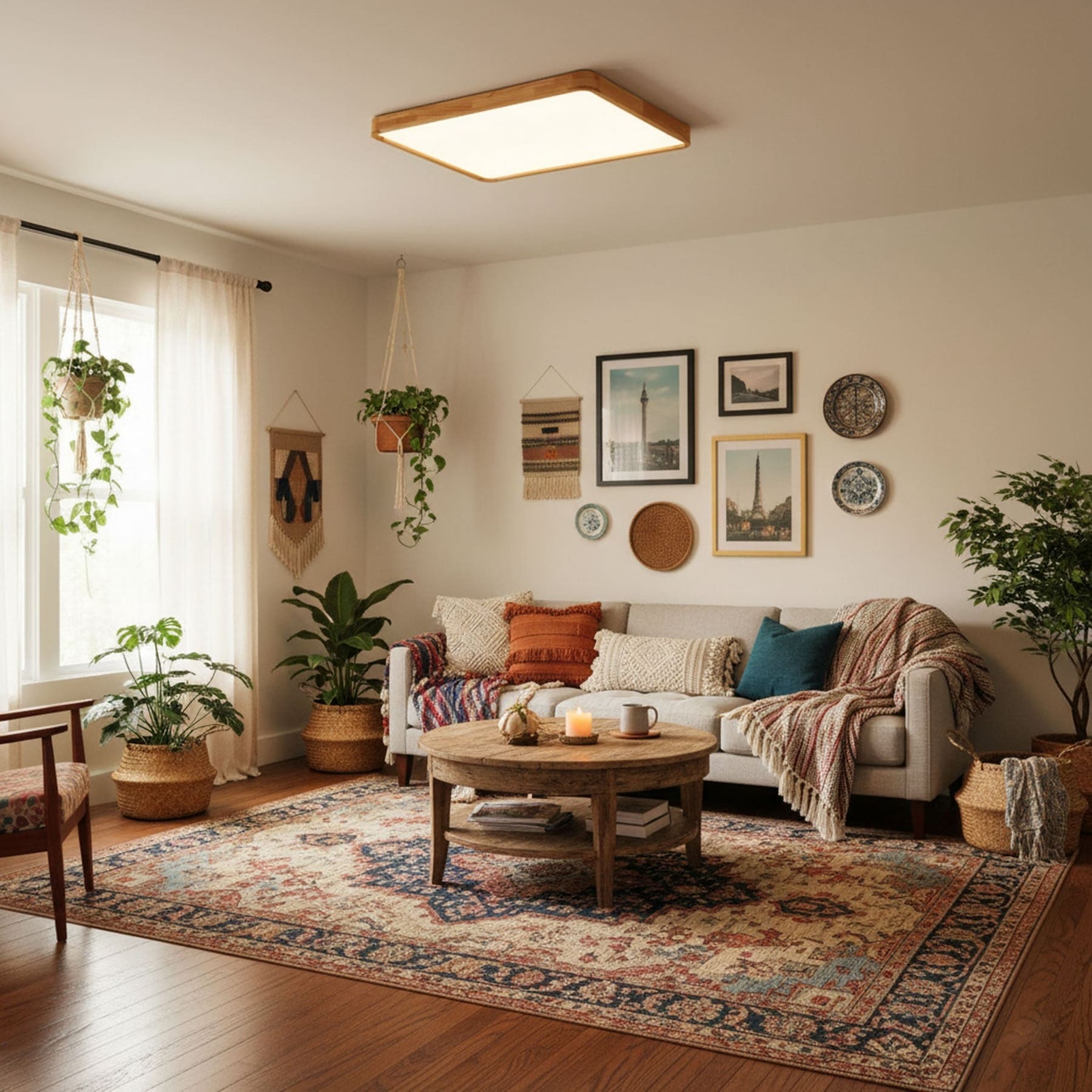 Scandinavian Wood Flush Mount Ceiling Light With Slim Profile — Halden Lighting