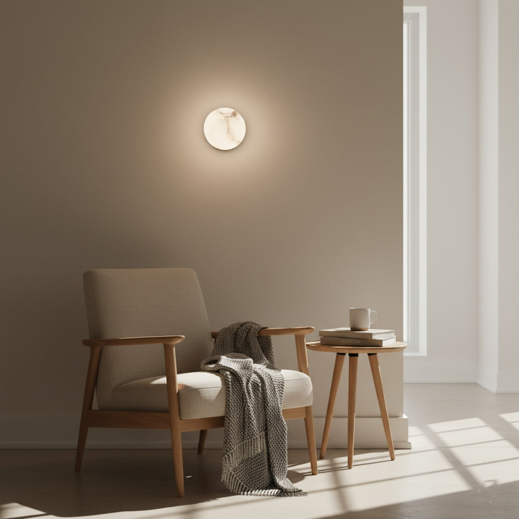 Marble Modern Wall Light With Warm LED Glow — Halden Lighting