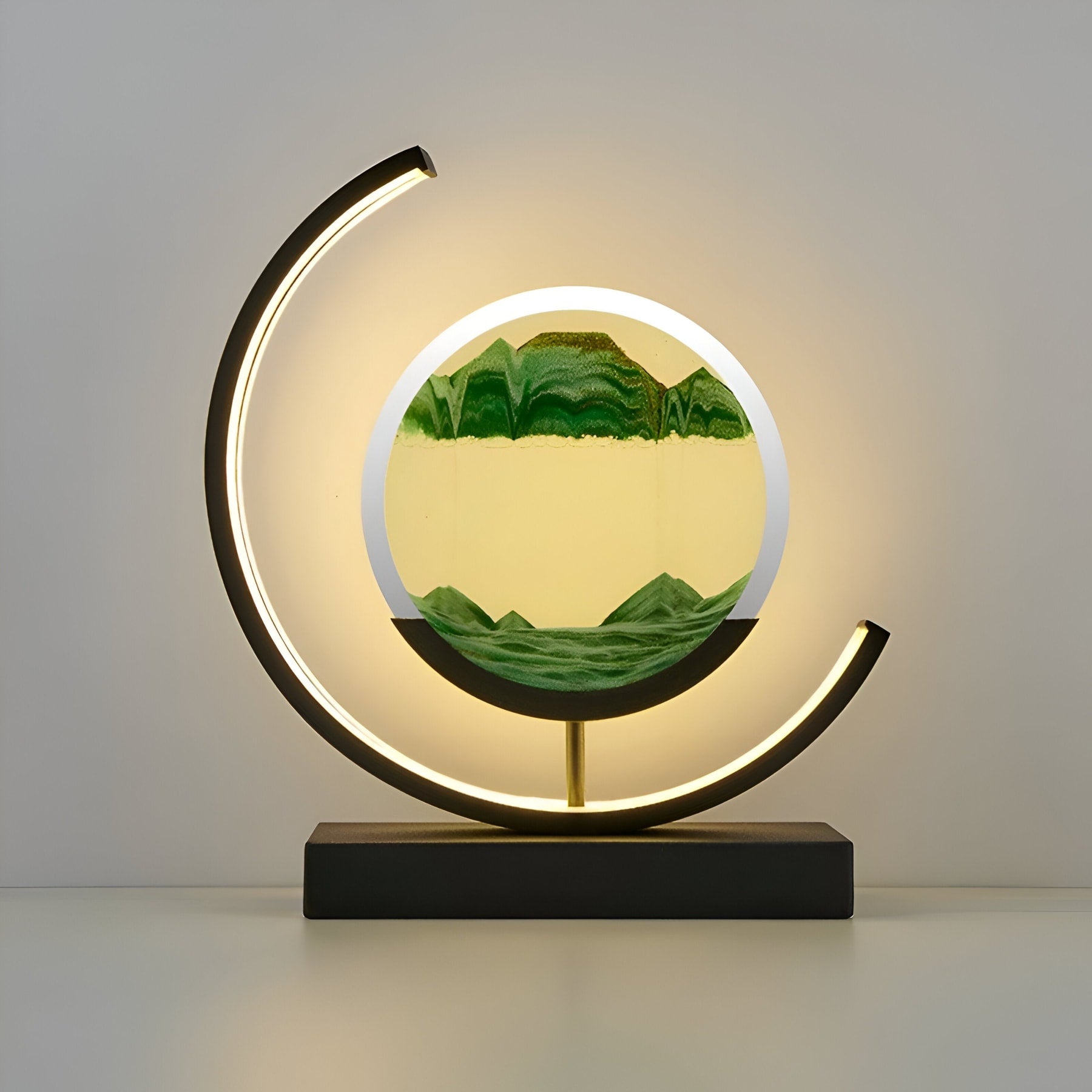 Modern Metal Table Lamp With Tri-Colour LED Glow in Green — Halden Lighting