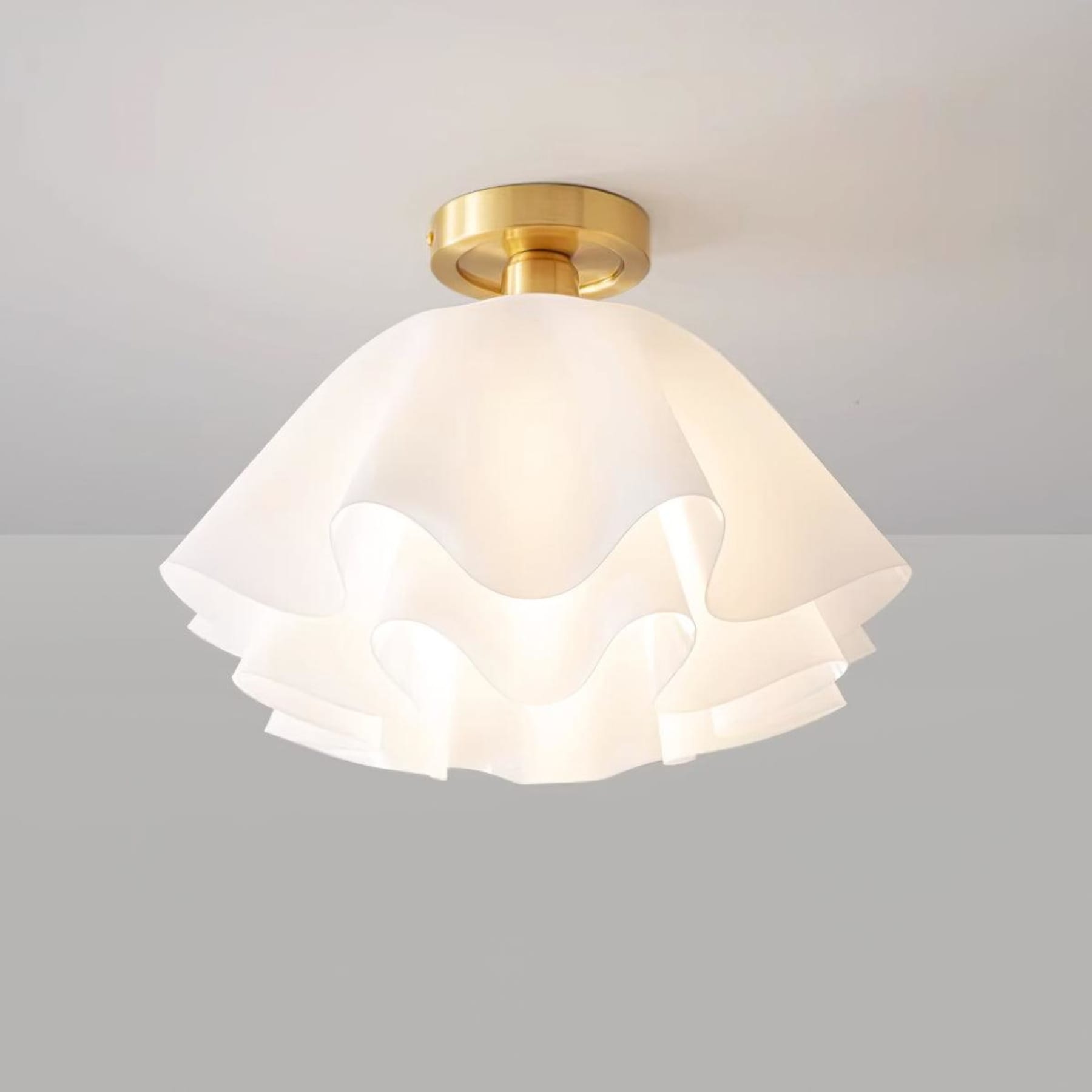 Modern Copper and Acrylic Semi-Flush Ceiling Light With Dimmable Glow — Halden Lighting